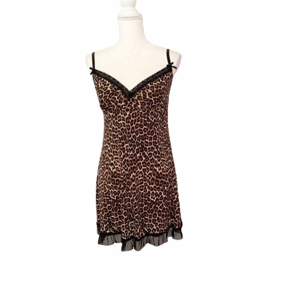 Just Sexy Lingerie Leopard Print Nightie Size Medium